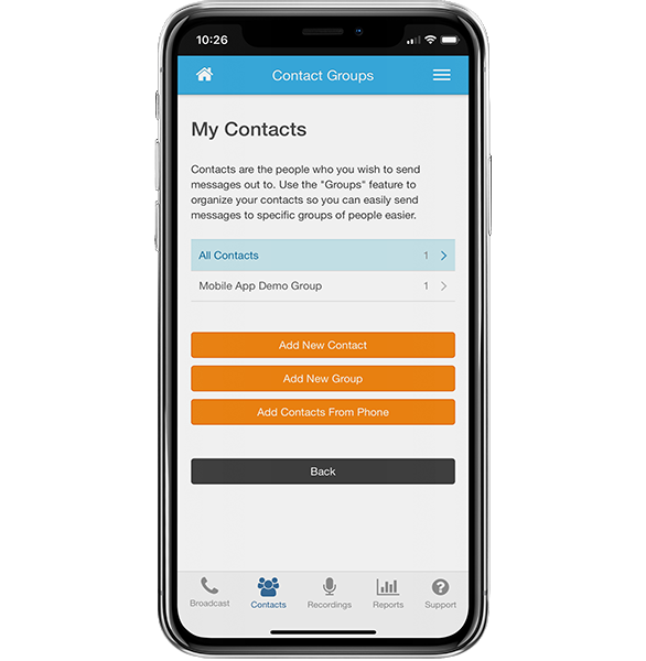 Add Contacts - DialMyCalls Mobile App