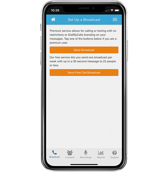 Send Broadcast - DialMyCalls Mobile App